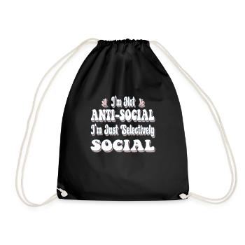 I'm Not Anti-Social I'm Just Selectively Social - Drawstring Bag - black - Front