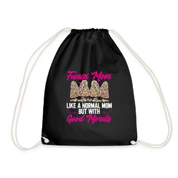 Mushroom hunting, mushrooms, morels, mushroom picking, foraging - Drawstring Bag - black - Front