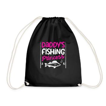 Daddy's Fishing Princess Daughter Fisherman Reel Cool - Drawstring Bag - black - Front