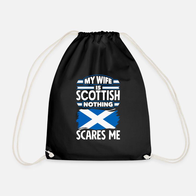 Scottish Scotland Scottish Flag Quote - Drawstring Bag - black