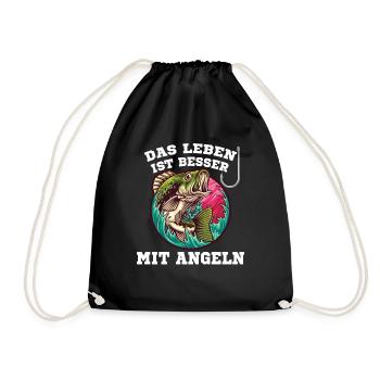 ANGLER DESIGN I ANGELN I FISCHER I FISCH - Turnbeutel - Schwarz - Vorne