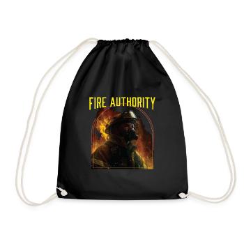 Fire Authority Fire Department Firefighter Fireman - Turnbeutel - Schwarz - Vorne