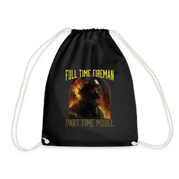 Full Time Fireman Part Time Model Funny - Drawstring Bag - black - Front