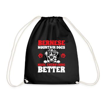 Bernese Mountain Dog - Drawstring Bag - black - Front