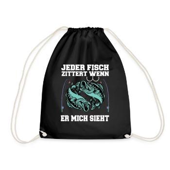 LUSTIGES ANGLER DESIGN I ANGELN I FISCHER I FISCH - Turnbeutel - Schwarz - Vorne