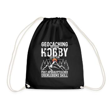 Geocaching Ist Kein Hobby - GPS Cache Fans Schnitz - Turnbeutel - Schwarz - Vorne