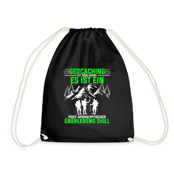 Geocaching Ist Kein Hobby - GPS Cache Spruch Geoca - Turnbeutel - Schwarz - Vorne