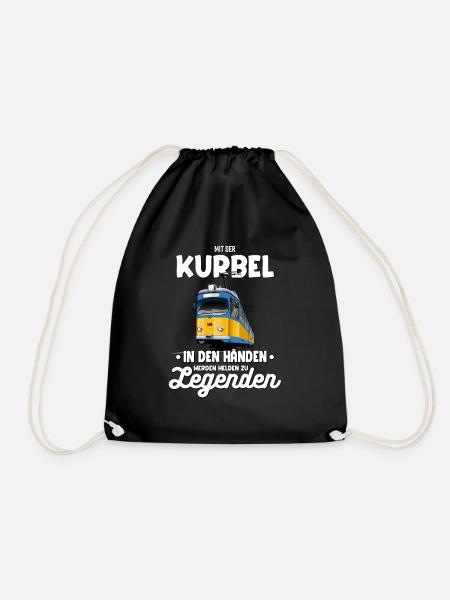 Mit Der Kurbel Helden Legenden GT8 Straßenbahn - Turnbeutel - Schwarz