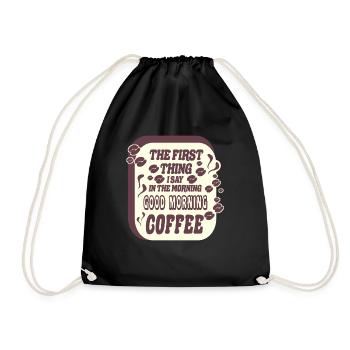 Boire du café - Boisson du matin - Sac de sport léger - noir - Devant