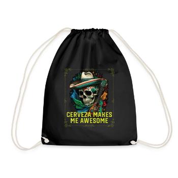 Cerveza Makes Me Awesome Beer Drinker Alcoholic - Turnbeutel - Schwarz - Vorne