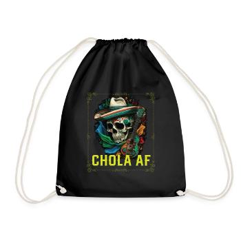 Chola AF Mexican American Pride Latin American - Drawstring Bag - black - Front