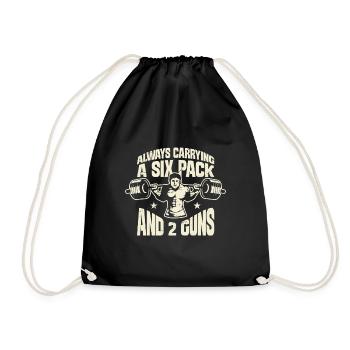 always carrying a six pack and 2 guns - Drawstring Bag - black - Front