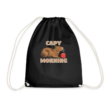 Cappybara Capybara Coffee Capybara Fans - Drawstring Bag - black - Front