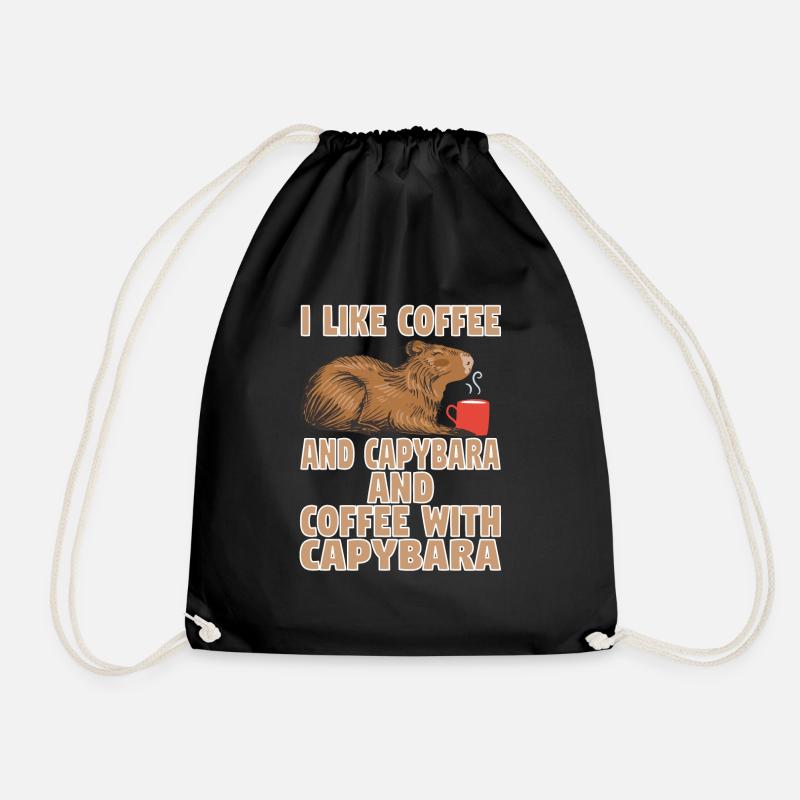 Wasserschwein Capybara Cappybara Kaffee Coffee - Turnbeutel - Schwarz