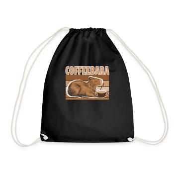 Wasserschwein Capybara Cappybara Kaffee Coffee - Drawstring Bag - black - Front