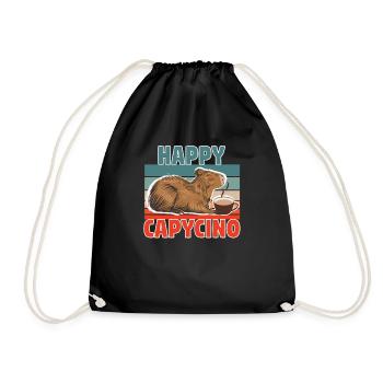 Capybara Capybara Coffee Cappybara Fans - Drawstring Bag - black - Front
