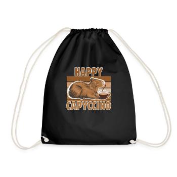 Capybara Capybara Coffee Cappybara Fans - Drawstring Bag - black - Front