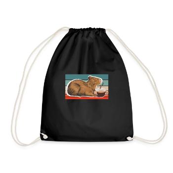 Capybara Capybara Friends Capy Cappybara - Drawstring Bag - black - Front