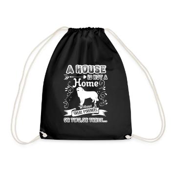 Great Pyrenees Home Without Great Pyrenees - Drawstring Bag - black - Front