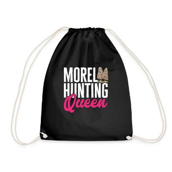 Mushroom hunting, mushrooms, morels, mushroom picking, foraging - Drawstring Bag - black - Front