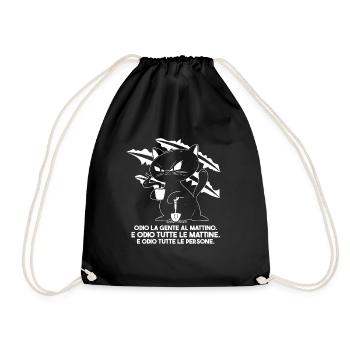 drinks coffee in the morning - Drawstring Bag - black - Front