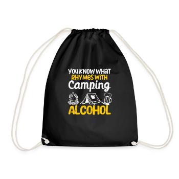 Du weißt, was sich auf Camping reimt Alkohol - Turnbeutel - Schwarz - Vorne