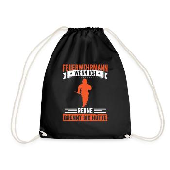 Feuerwehr Wenn ich renne brennt die Hütte - Turnbeutel - Schwarz - Vorne