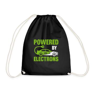 Electric vehicle Electric car with electron drive - Drawstring Bag - black - Front