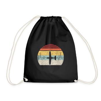 Vintage Retro Flugzeug Pilot Pilot Herzschlag - Turnbeutel - Schwarz - Vorne