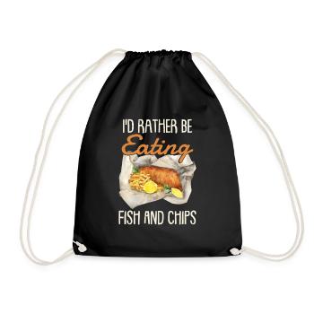 I'd Rather Be Eating Fish And Chips - Drawstring Bag - black - Front