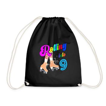 Rolling Into 9 years Lets Roll I'm Turning 9 Years - Drawstring Bag - black - Front