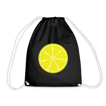Zitrone Kostüm Fasching Verkleidung Zitronen Lemon - Turnbeutel - Schwarz - Vorne