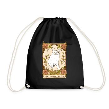 Blumige Cottagecore-Ästhetik Kawaii-Katze - Turnbeutel - Schwarz - Vorne