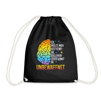 Lustiger Intelligenz Spruch - Turnbeutel - Schwarz - Vorne