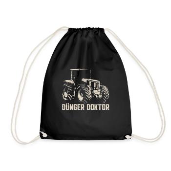 Dünger Doktor | Landwirt | Schlepper | Traktor - Turnbeutel - Schwarz - Vorne