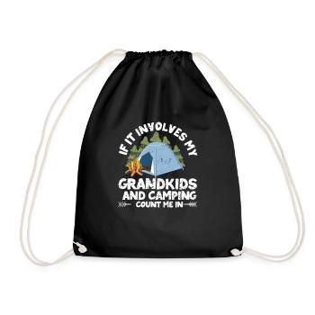 When it comes to my grandchildren and camping - Drawstring Bag - black - Front