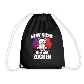 Nerv Nicht Bin Am Zocken Eisbar - Turnbeutel - Schwarz - Vorne
