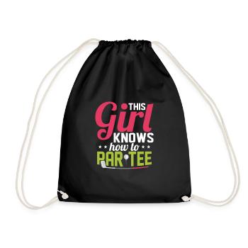 This Girl Knows How To Par Tee Golfing Golf - Drawstring Bag - black - Front