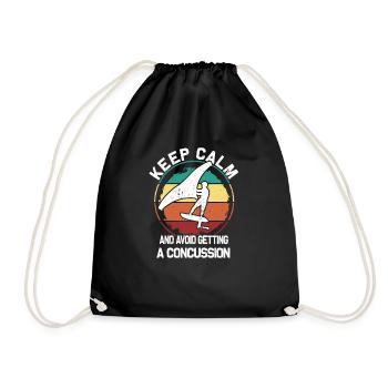 Wing Foiling Surf Surfing Surfer Wingsurfer - Drawstring Bag - black - Front