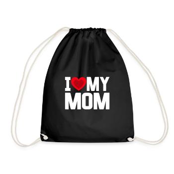 I Heart My Mom Love My Mom Happy Mother's - Drawstring Bag - black - Front
