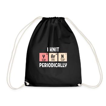 Scientist Knitting I Knit Yarn Periodically - Drawstring Bag - black - Front