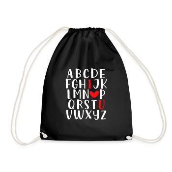 ABC Alphabet I Love You English Teacher - Drawstring Bag - black - Front
