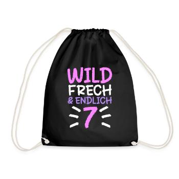7 Geburtstag Geschenk Sieben Jahre 7. Geschenke - Turnbeutel - Schwarz - Vorne