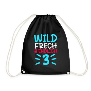 3 Geschenk 3. Geburtstag Drei Junge Mädchen - Turnbeutel - Schwarz - Vorne