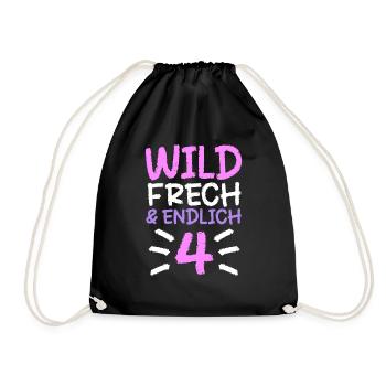 4 Geburtstag Geschenk Vier Jahre 4. Geschenke - Turnbeutel - Schwarz - Vorne