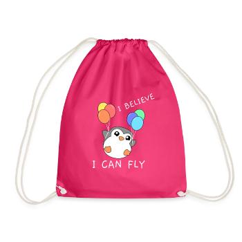 Pingouin | Je crois que je peux voler - Sac de sport léger - fuchsia - Devant