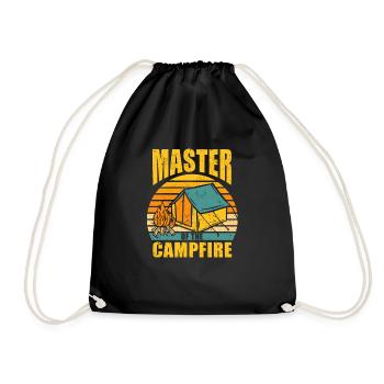 Cool master of campfire Camping Outdoor - Drawstring Bag - black - Front
