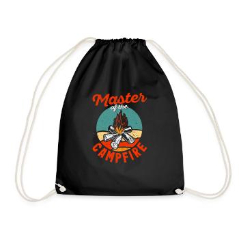 Cool master of campfire Camping Outdoor - Drawstring Bag - black - Front