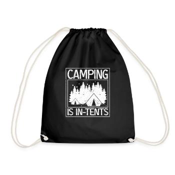 Camping is fun in tents Outdoor travel happiness - Drawstring Bag - black - Front