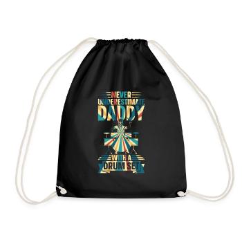 Drummer Daddy - Never Underestimate Daddy With A D - Turnbeutel - Schwarz - Vorne